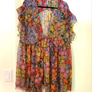 Free People Sheer Floral Tunic Size XL
